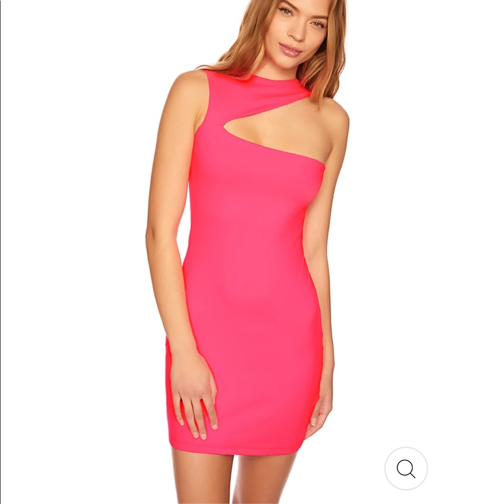 Susana Monaco Shocking Pink Cut-Out One Shoulder Dress NWT